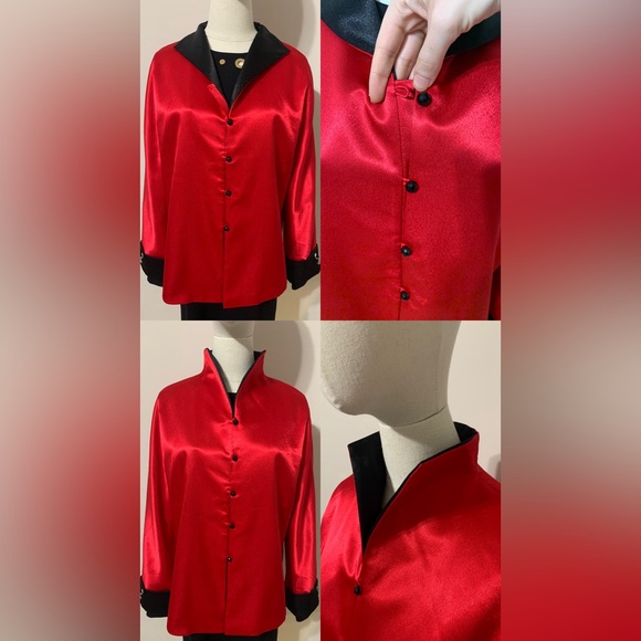 Chinese Traditional Red Silk Jacket - Picture 3 of 17